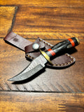 Handmade Damascus Boot Knife - Rams Horn Handle