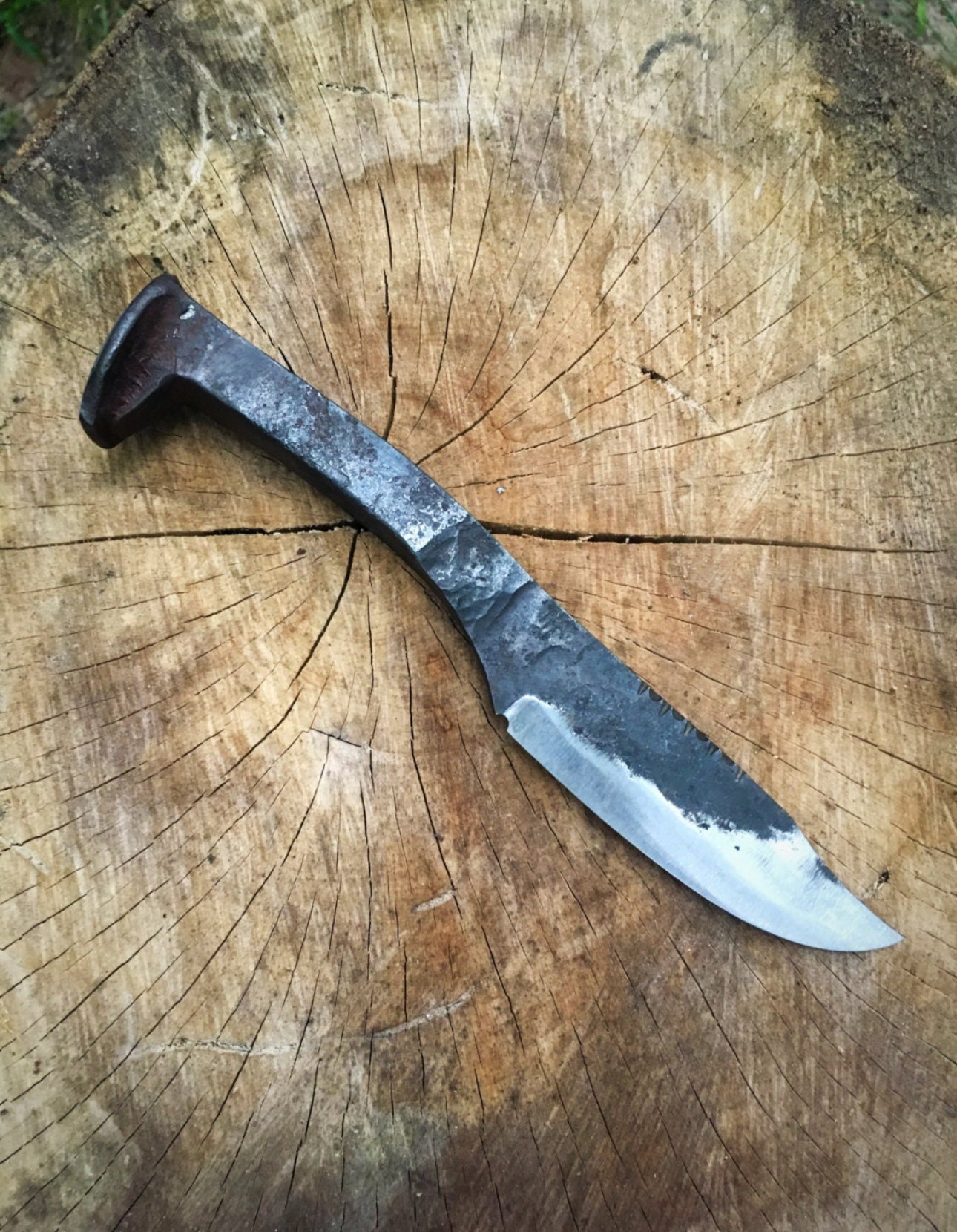 Hand Forged Rail Road Spike Straight Handle Knife - Made in Dover DE