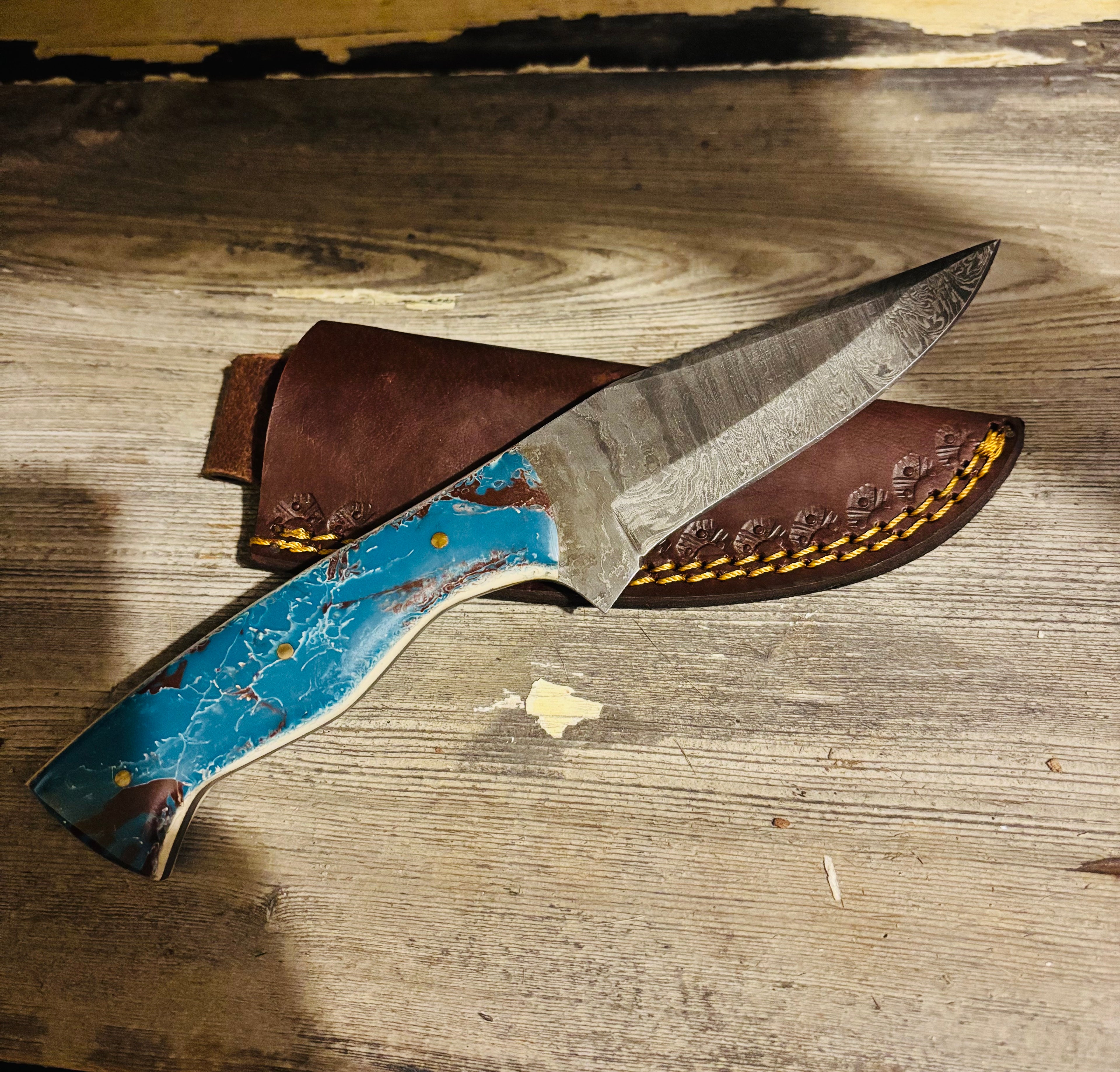 Hand Forged Damascus Hunting Knife - Made in Dover, DE
