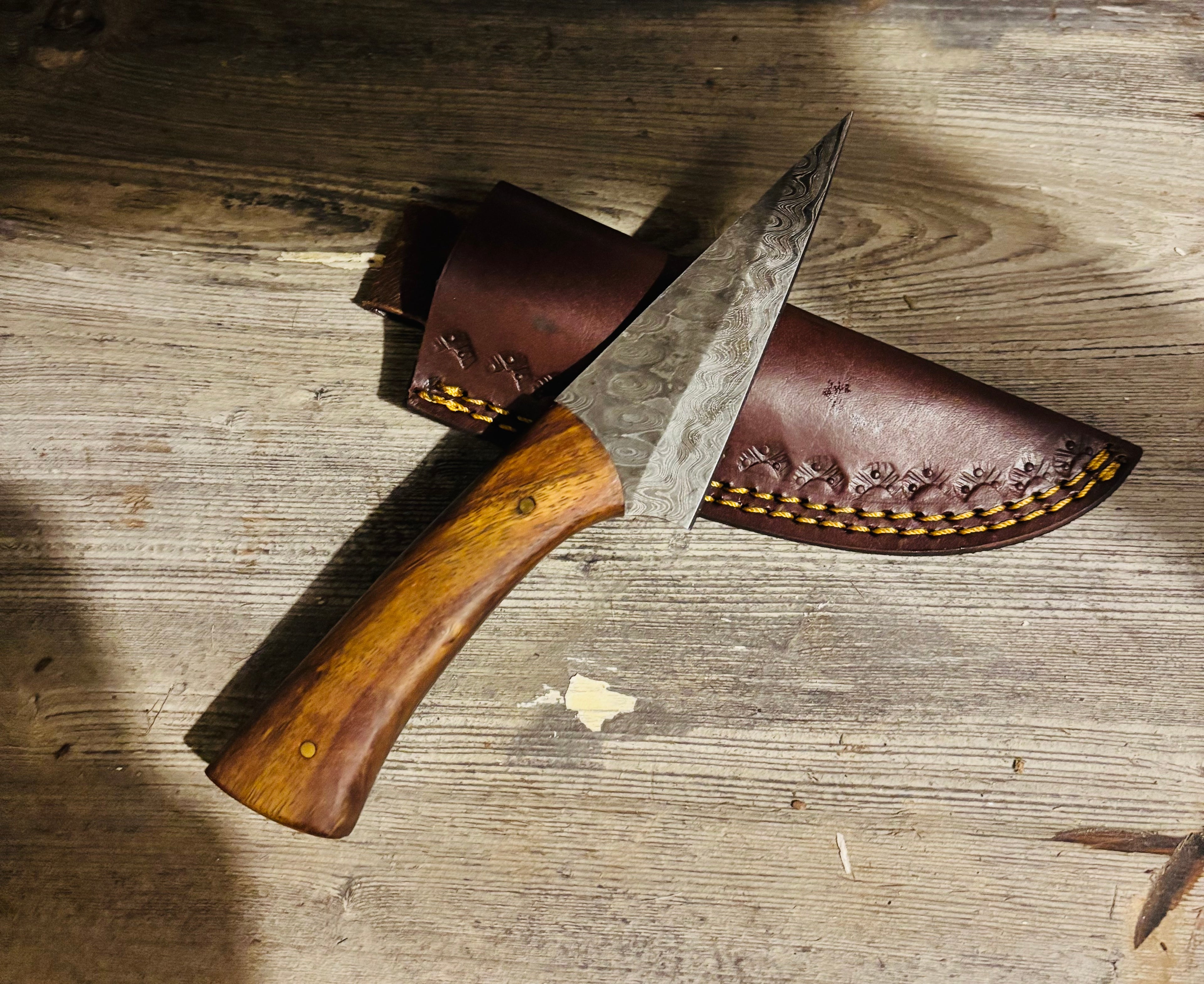 Hand Forged Damascus Hunting Knife - Made in Dover, DE