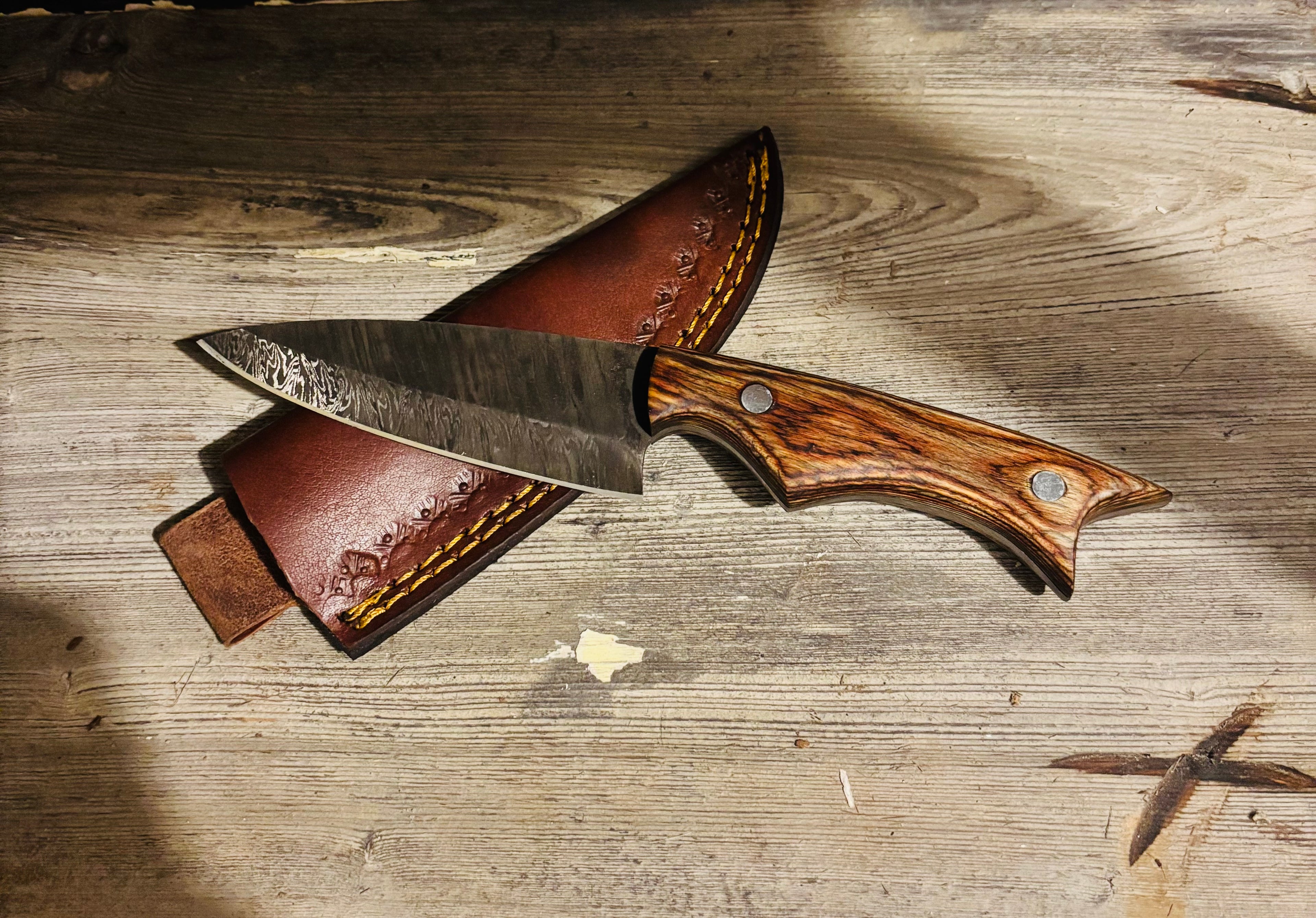 Hand Forged Damascus Hunting Knife - Made in Dover, DE