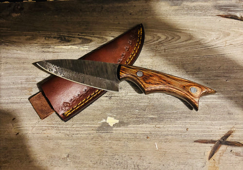 Hand Forged Damascus Hunting Knife - Made in Dover, DE